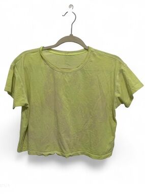 Lululemon Tie Dye Neon Yellow Cropped Crewneck Short Sleeve Tee Shirt